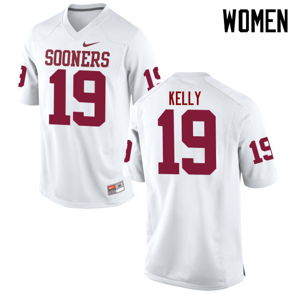 Women Oklahoma Sooners #19 Caleb Kelly College Football Jerseys Game-White